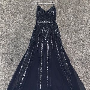 Marina Embellished V-Neck Gown